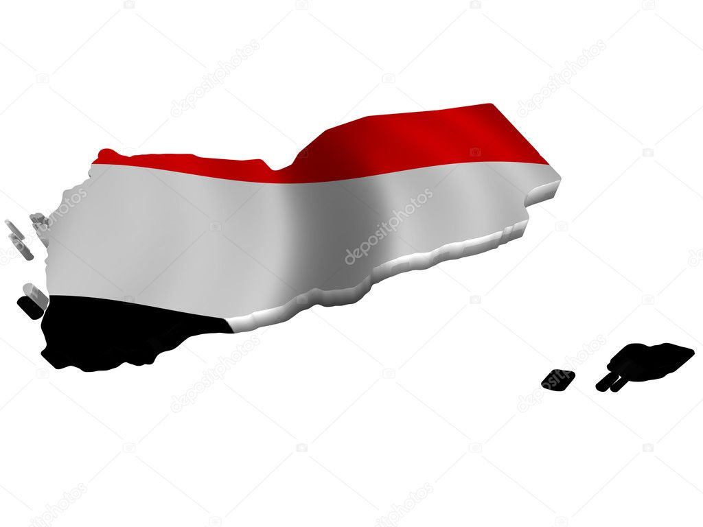 Flag and map of Yemen