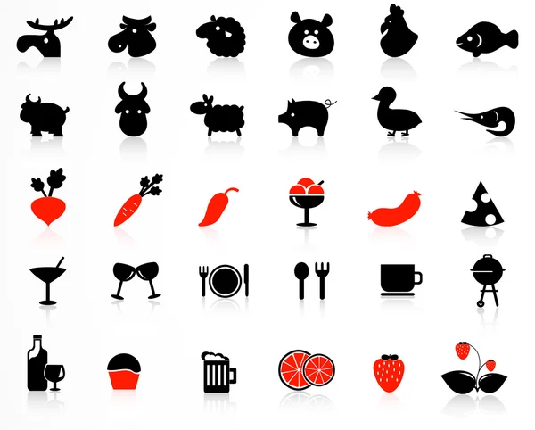 Ensemble d'icônes de dîner — Image vectorielle