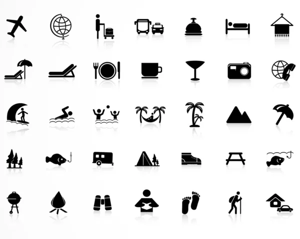 Conjunto de iconos de viaje Ilustración de stock