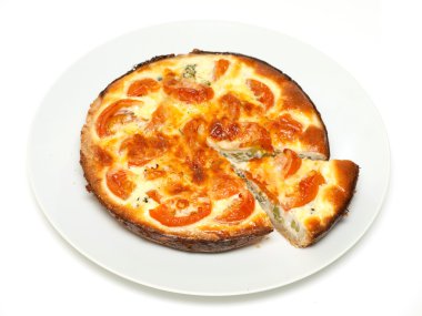 Sliced quiche on a plate clipart