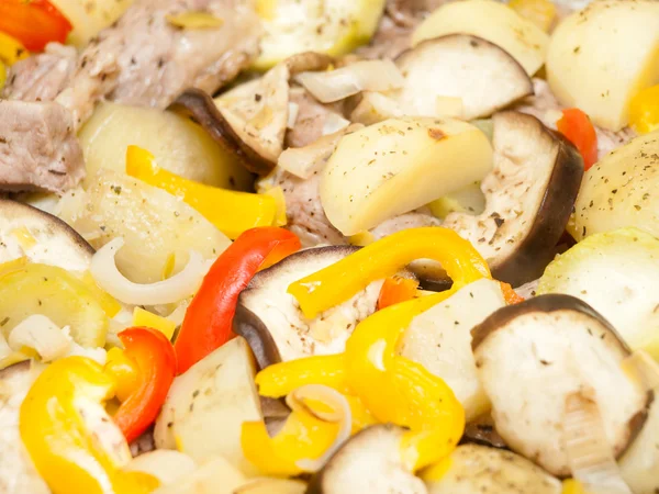 Turkey steaks with vegetables, potatoes and spices — Stock Photo, Image