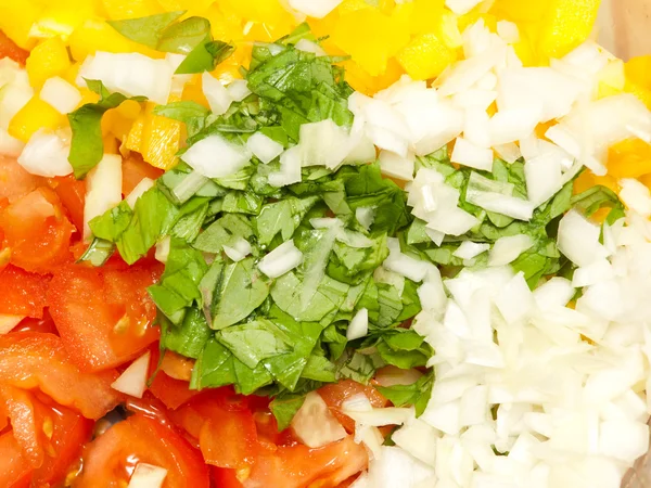 stock image Vegetable salad ingredients close up