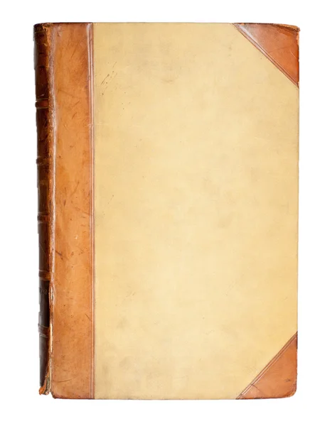 Copertina bianca del libro del XIX secolo con elementi in pelle Fotografia Stock