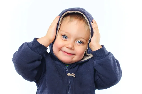 Πορτρέτο του χαριτωμένο μικρό αγόρι στην περιοχή της κουκούλας — Φωτογραφία Αρχείου