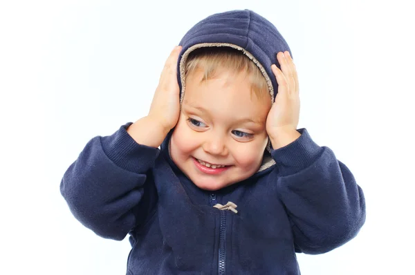 Portrait of cute little boy in the hood — Stock Photo, Image