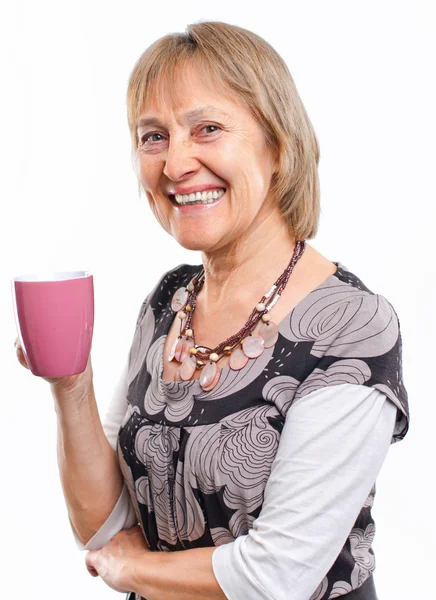 Boldog idősebb nő, egy szép mosoly — Stock Fotó