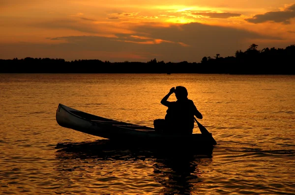 Sunset Canoe Silhouette — Stock Photo, Image