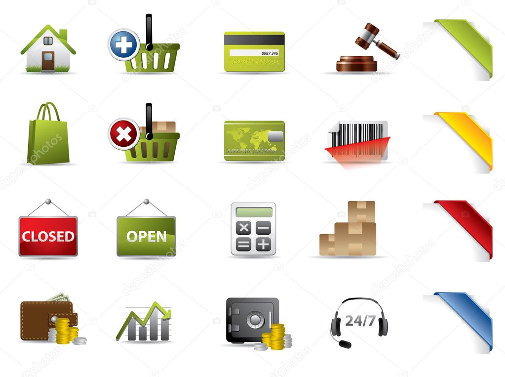 Shopping and auctions icons