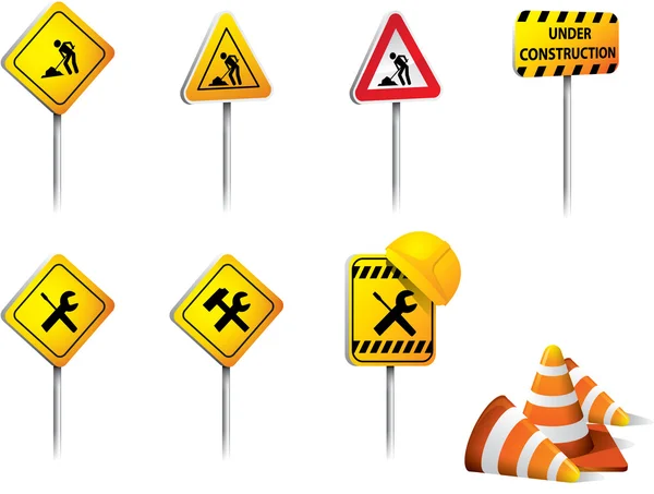Set of Under construction signs vector — Stock Vector