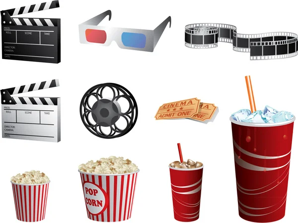 Ensemble vectoriel de symboles cinéma — Image vectorielle