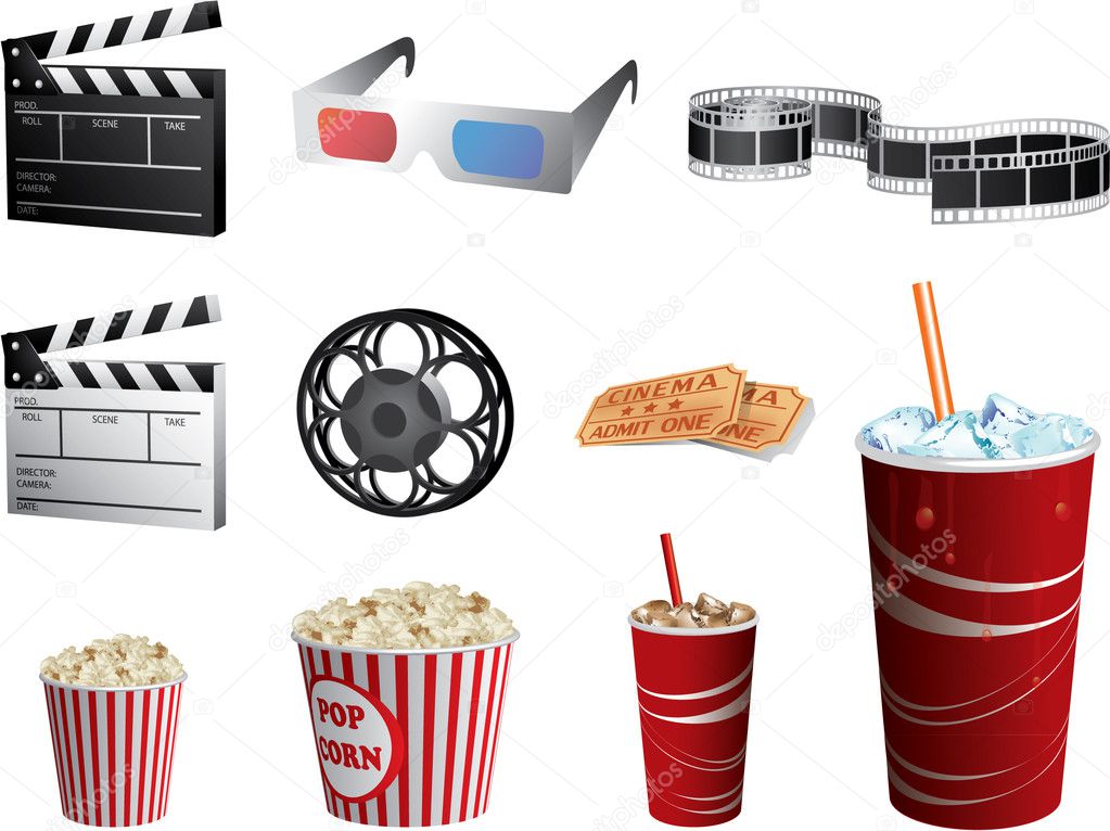 Cinema symbols vector set