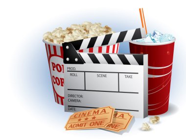 Soda, filmstrip and tickets clipart