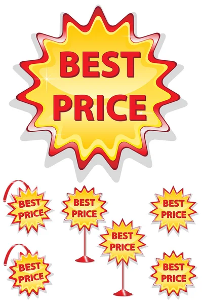 화이트-최고의 가격에 고립 된 빨간색과 노란색 판매 아이콘 세트 스톡 일러스트레이션