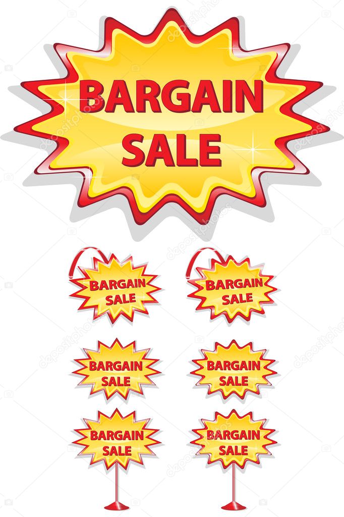 Set of red and yellow sale icons isolated on white - bargain sal