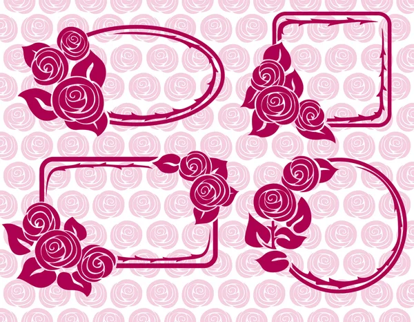 Πανό και πλαίσια με τριαντάφυλλα — Διανυσματικό Αρχείο