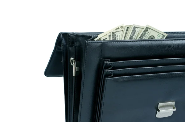 Banknotes in Black briefcase — Stock Photo, Image