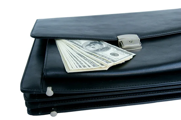 Black briefcase and money Stock Picture