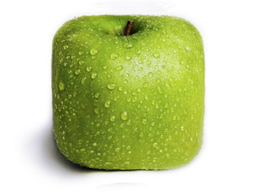 izole kare yeşil elma