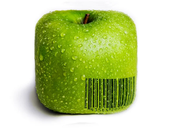 Izole kare yeşil elma — Stok fotoğraf