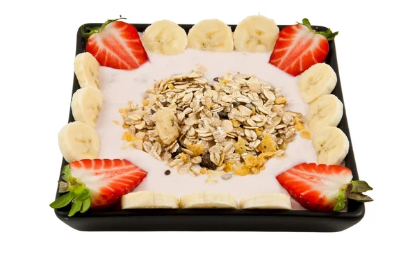 Stock image Musli breakfast with strawberries and banana