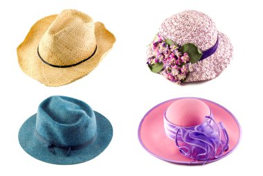 Hats Collage On White Background clipart