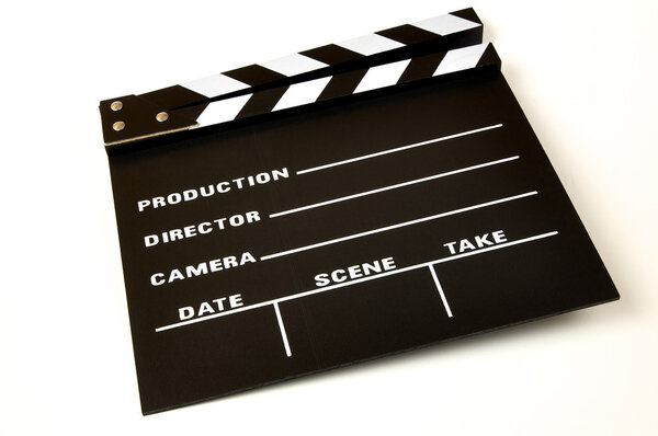 Clapperboard color black on a white background