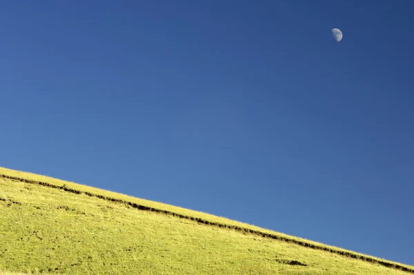 Wiese und Mond in Pyrenäen — Stockfoto