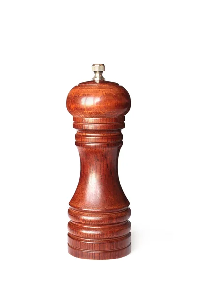 Brown wooden pepper mill on white background — Stock Photo, Image
