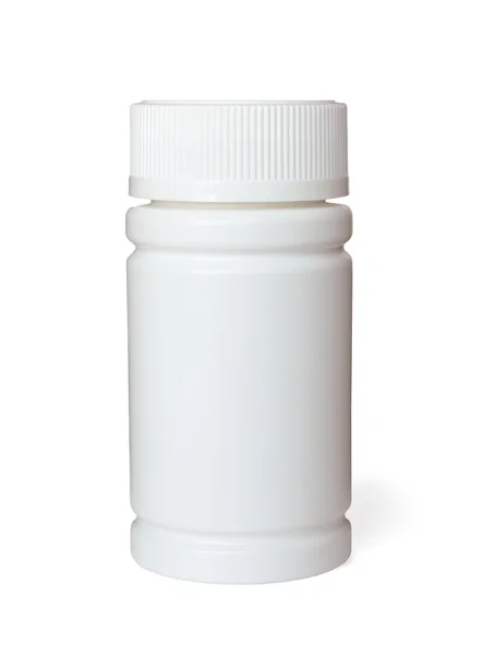 Frasco de medicina blanca sobre fondo blanco Imagen De Stock