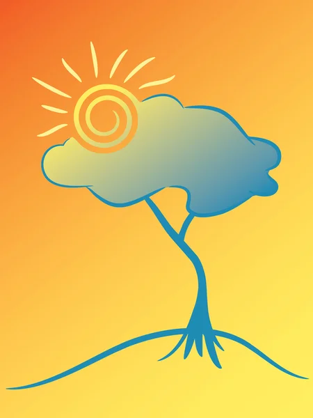 Soleil et arbre . — Image vectorielle