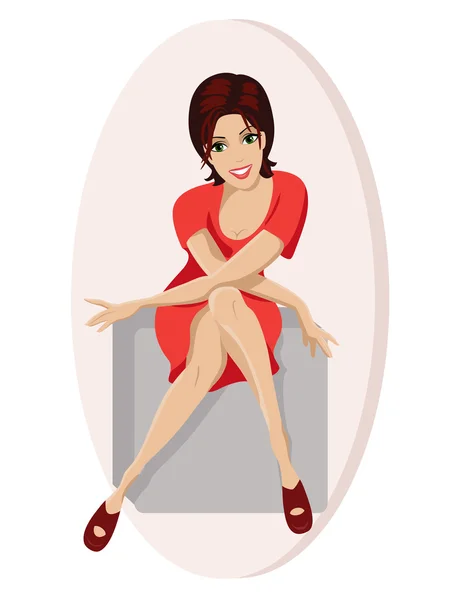 Chica en vestido rojo — Archivo Imágenes Vectoriales