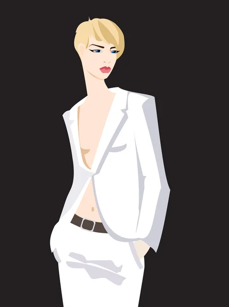Femme en costume blanc — Image vectorielle