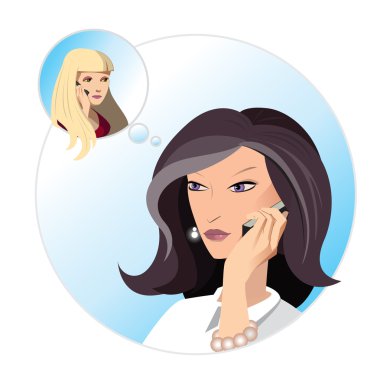 Mom with phone clipart