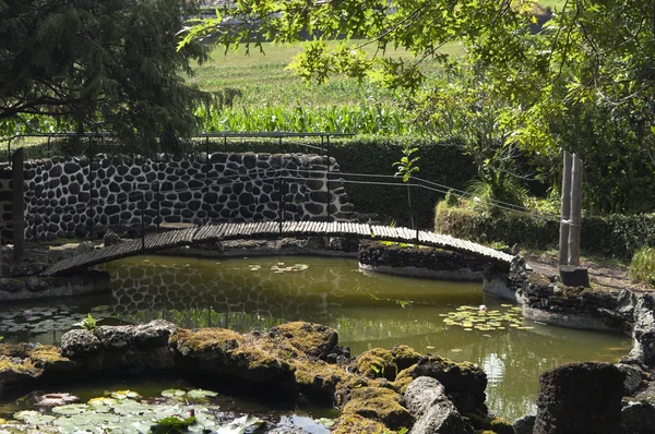 Footbridge in a garden — Stock Photo, Image