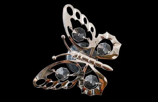 Brooch "Butterfly" on black. — Stock Photo, Image