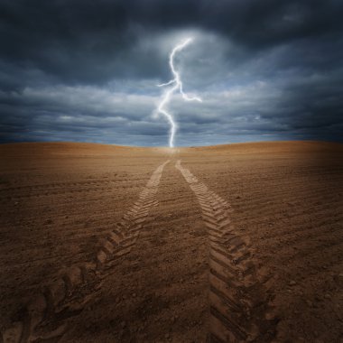 Storm on the dry field clipart