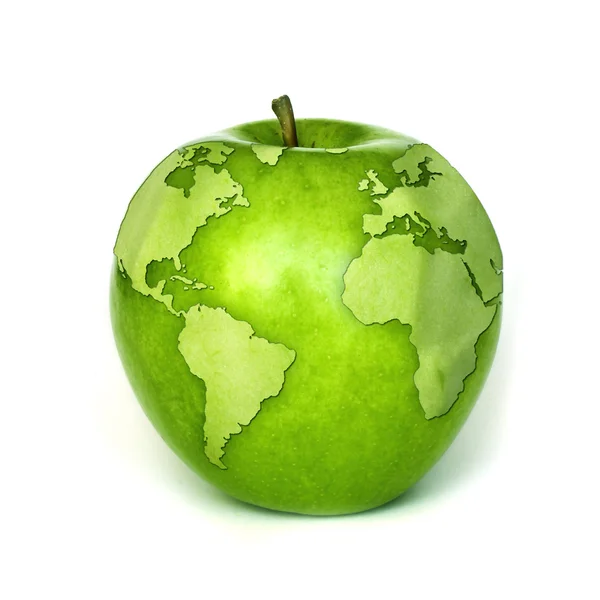 Έννοια του περιβάλλοντος πράσινο μήλο Royalty Free Εικόνες Αρχείου