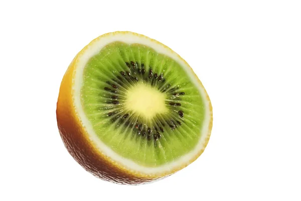 Heldere niet standaard fruit op een witte achtergrond Stockfoto