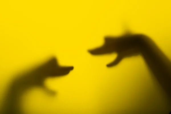 Shadow hand puppets (Dog's heads) — Stock Photo, Image
