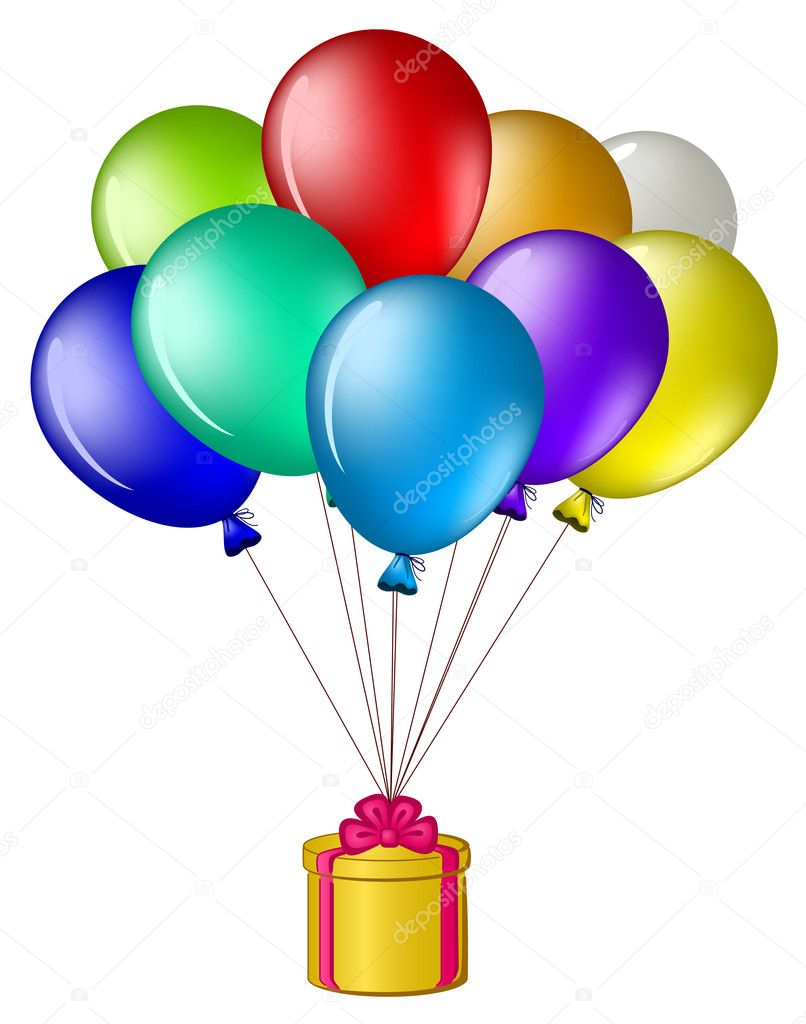 Balloons with a gift box — Stock Vector © Allexokokok #5281733