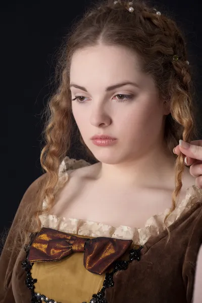 Печальный портрет эпохи Возрождения (трудно быть принцессой ) Стоковое Изображение