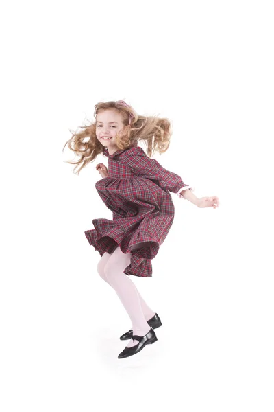 Springen 7-jähriges Mädchen — Stockfoto