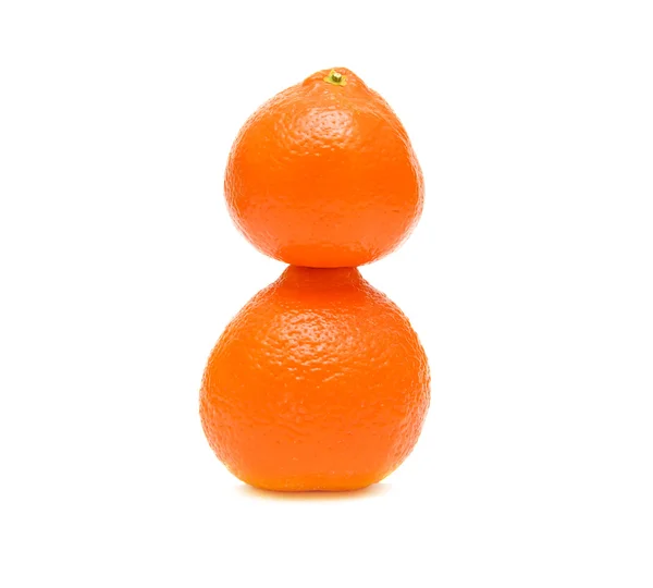 Два апельсини на білому фоні — стокове фото