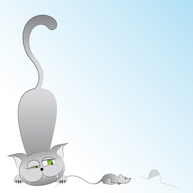 Funny cat and mouse clipart