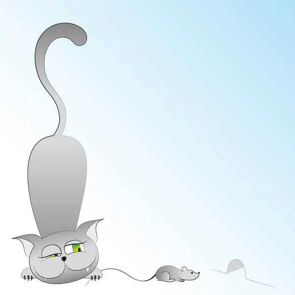 Grappige kat en muis — Stockvector