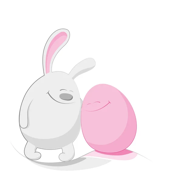 Пасхальный кролик и розовое яйцо — стоковый вектор