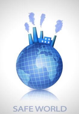 Industry factory in globe clipart