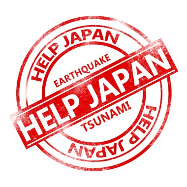 Help Japan stamp isolated clipart