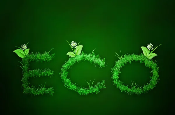 Öko-Text grünes Gras — Stockfoto