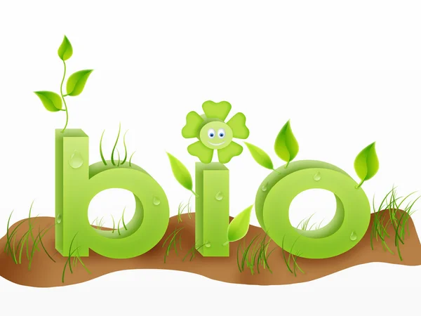Bio text word with grass illustration — Stock Photo, Image